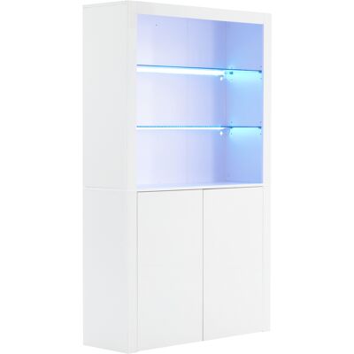 STILVORA Vitrina Con 2 Puertas, Estante De Vidrio Templado Y Led, Frente Brillante Para Salón, En Mdf, Blanco, 100 × 35 × 170 Cm STILVORA Vitrina Con 2 Puertas, Estante De Vidrio Templado Y Led, Frente Brillante Para Salón, En Mdf, Blanco, 100 × 35 × 170 Cm