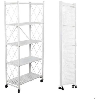 OEM Seven Comfort Estantería De Almacenamiento Plegable De 5 Niveles En Metal Con Ruedas - 100 Kg - Para Cocina, Baño, Salón, Blanco OEM Seven Comfort Estantería De Almacenamiento Plegable De 5 Niveles En Metal Con Ruedas - 100 Kg - Para Cocina, Baño, Salón, Blanco