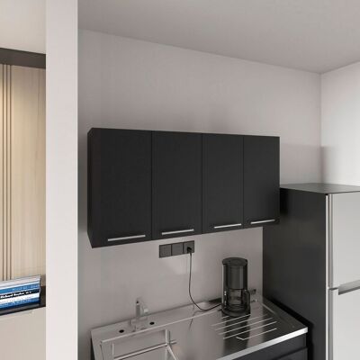Gabinete de Pared para Cocina TUHOME CONCEPT en Negro Ceniza - 4 Puertas, 2 Estantes Gabinete de Pared para Cocina TUHOME CONCEPT en Negro Ceniza - 4 Puertas, 2 Estantes
