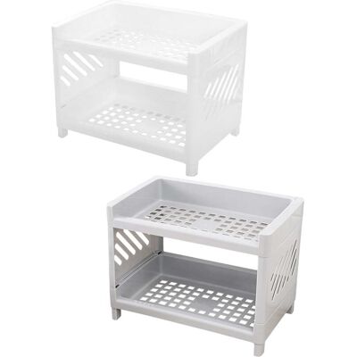 OEM Juego De 2 Estantes Y Organizadores De Plástico Para Cocina, Estantes Para Armarios (blanco + Gris) OEM Juego De 2 Estantes Y Organizadores De Plástico Para Cocina, Estantes Para Armarios (blanco + Gris)