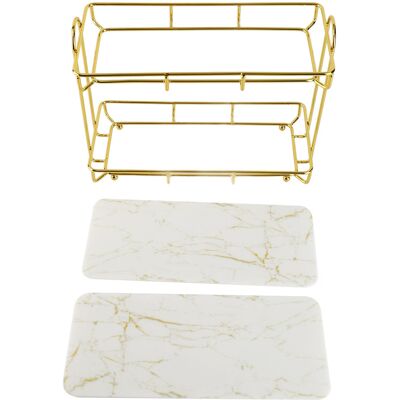OEM Estantería De Pared De 2 Niveles En Dorado Y Blanco Para El Baño – Estante Decorativo Antideslizante – Construcción Ergonómica De Hierro Y Pp OEM Estantería De Pared De 2 Niveles En Dorado Y Blanco Para El Baño – Estante Decorativo Antideslizante – Construcción Ergonómica De Hierro Y Pp