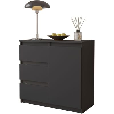 OEM Cómoda De 1 Puerta Con Estante, Color Antracita, Modelo Mikel, Espaciosa, 80 Cm. OEM Cómoda De 1 Puerta Con Estante, Color Antracita, Modelo Mikel, Espaciosa, 80 Cm.
