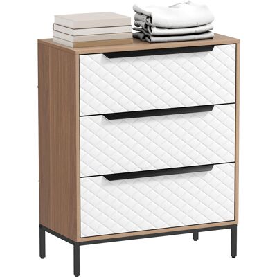 IROVAMI Cómodo, Con 3 Cajones De Tela Con Estampado De Rombos, Ideal Para Sala De Estar, Oficina O Vestidor Color Natural Y Blanco IROVAMI Cómodo, Con 3 Cajones De Tela Con Estampado De Rombos, Ideal Para Sala De Estar, Oficina O Vestidor Color Natural Y Blanco