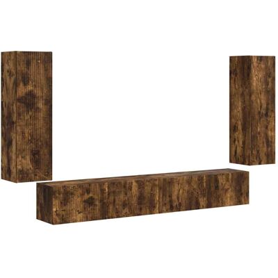 Conjunto De Mueble Para Tv De Pared 4 Uds. Roble Ahumado Vidaxl Conjunto De Mueble Para Tv De Pared 4 Uds. Roble Ahumado Vidaxl