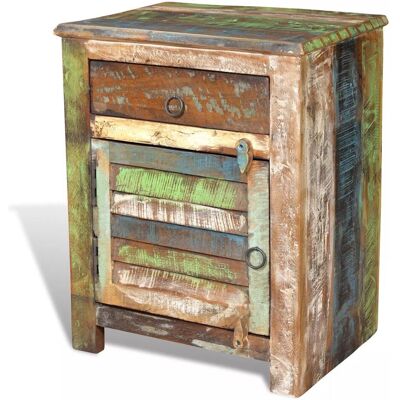 HOMMOO Mesita De Noche Cómoda De Dormitorio Mueble De Esquina Con 1 Cajón Y 1 Puerta Madera Recuperada 1402161 HOMMOO Mesita De Noche Cómoda De Dormitorio Mueble De Esquina Con 1 Cajón Y 1 Puerta Madera Recuperada 1402161