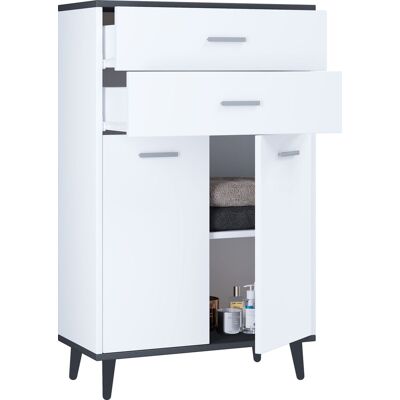 Gabinete lateral VCM Landos - 2 Cajones, 2 Puertas, 2 Estantes - Blanco/Antracita Gabinete lateral VCM Landos - 2 Cajones, 2 Puertas, 2 Estantes - Blanco/Antracita