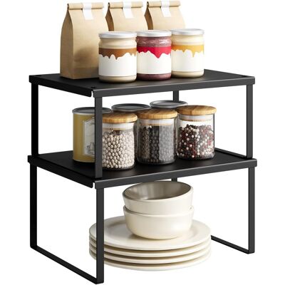 Woltu Juego De 2 Estantes Metálicos Para Especias De Cocina, Organizador Compacto Para Tarros Y Recipientes, Negro Woltu Juego De 2 Estantes Metálicos Para Especias De Cocina, Organizador Compacto Para Tarros Y Recipientes, Negro