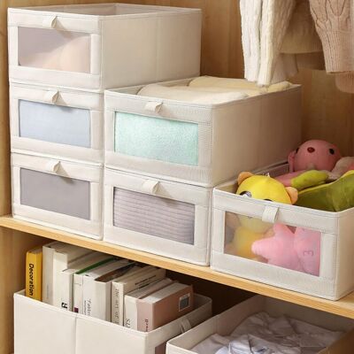 OEM Juego De 6 Organizadores De Armario, Cajas De Almacenamiento De Ropa Plegables Con Ventana De Visualización, Caja De Almacenamiento De Tela, Organizador De Cajones Para Camisetas, Vaqueros Y Ropa Inte OEM Juego De 6 Organizadores De Armario, Cajas De Almacenamiento De Ropa Plegables Con Ventana De Visualización, Caja De Almacenamiento De Tela, Organizador De Cajones Para Camisetas, Vaqueros Y Ropa Inte