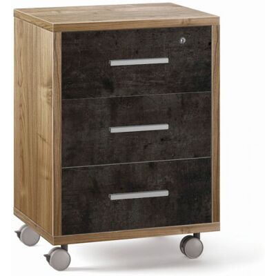 Cómoda Con Ruedas, 3 Cajones 51l X 41p X H71 – Acabado Madera Nogal Y Negro Opaco – Sarmog Cómoda Con Ruedas, 3 Cajones 51l X 41p X H71 – Acabado Madera Nogal Y Negro Opaco – Sarmog