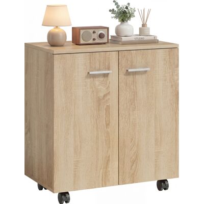 Homcom Aparador Con Ruedas, Aparador De Salón Con 2 Puertas Y Estantes, Para Sala De Estar, Dormitorio, Oficina, 60x35x65 Cm, Natural Homcom Aparador Con Ruedas, Aparador De Salón Con 2 Puertas Y Estantes, Para Sala De Estar, Dormitorio, Oficina, 60x35x65 Cm, Natural