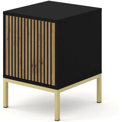 AC-DECO Mesita De Noche Ravenna F 41x40 Cm Contenedor Fresado Negro Mate / Roble Artisan AC-DECO Mesita De Noche Ravenna F 41x40 Cm Contenedor Fresado Negro Mate / Roble Artisan