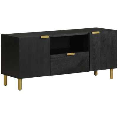 Mueble de TV negro de madera de ingeniería vidaXL - Soporte y unidad multimedia Mueble de TV negro de madera de ingeniería vidaXL - Soporte y unidad multimedia