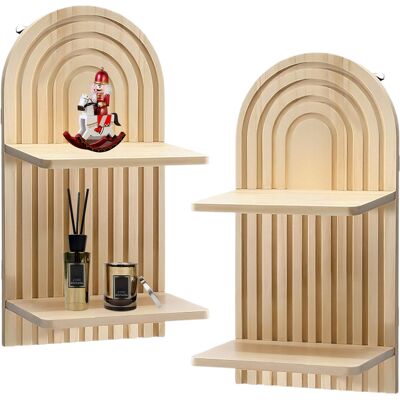 OEM Estantería De Pared De Dos Niveles, Diseño Bohemio, Madera De Pino (30x15cm) OEM Estantería De Pared De Dos Niveles, Diseño Bohemio, Madera De Pino (30x15cm)