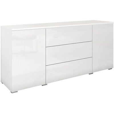 MIRJAN24 Cómoda Mirfivo 102, Blanco + Blanco Brillante, Con Cajones Y Puertas, Número De Cajones: 3, 66x150x40cm MIRJAN24 Cómoda Mirfivo 102, Blanco + Blanco Brillante, Con Cajones Y Puertas, Número De Cajones: 3, 66x150x40cm