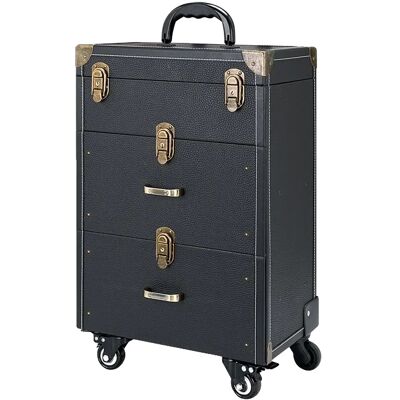 OEM Organizador De Maquillaje, Diseño Multinivel, Madera Y Poliéster Duraderos, Bronce-negro OEM Organizador De Maquillaje, Diseño Multinivel, Madera Y Poliéster Duraderos, Bronce-negro