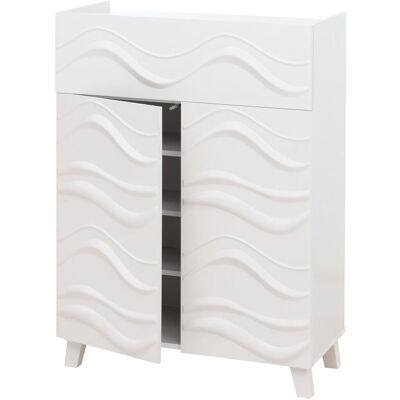 DÉCOSHOP26 Cómoda Aparador Mueble De Almacenaje Diseño De Ondas 3d Puertas Con Sistema De Apertura Por Empuje Estantes Y Cajón 107 X 76 X 36 Cm Madera De Caucho Blanca 040009823 DÉCOSHOP26 Cómoda Aparador Mueble De Almacenaje Diseño De Ondas 3d Puertas Con Sistema De Apertura Por Empuje Estantes Y Cajón 107 X 76 X 36 Cm Madera De Caucho Blanca 040009823
