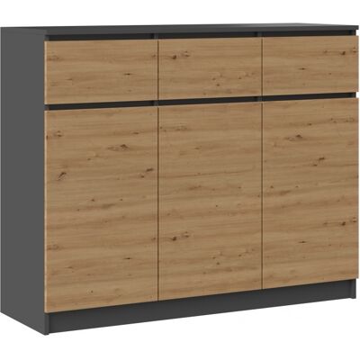 TOPESHOP Parme - Cómoda Moderna 3 Cajones 3 Puertas - Dimensiones 97x120x40 - Unidad De Almacenamiento - Aparador TOPESHOP Parme - Cómoda Moderna 3 Cajones 3 Puertas - Dimensiones 97x120x40 - Unidad De Almacenamiento - Aparador