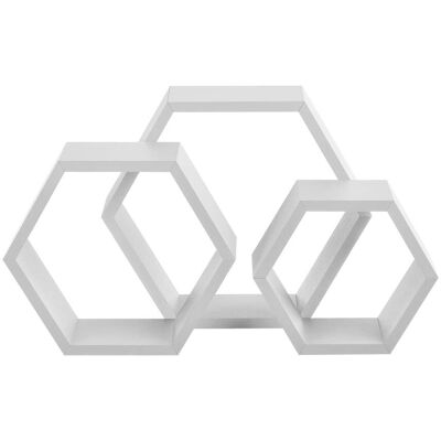 HELLOSHOP26 Estante de Pared - Hexágono Retro - 3 Piezas, Blanco Mate HELLOSHOP26 Estante de Pared - Hexágono Retro - 3 Piezas, Blanco Mate