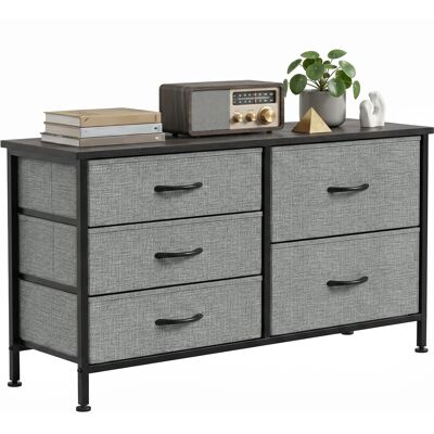 Homcom Cómoda Con 5 Cajones De Tela, Cómoda Para Dormitorio, Marco De Acero, Cajonera Para Salón, Oficina, Vestidor, Negro Y Gris Oscuro Homcom Cómoda Con 5 Cajones De Tela, Cómoda Para Dormitorio, Marco De Acero, Cajonera Para Salón, Oficina, Vestidor, Negro Y Gris Oscuro