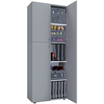 Armario zapatero gris VCM Lona - 5 compartimentos, 70x37x182 cm - Mueble para zapatos Armario zapatero gris VCM Lona - 5 compartimentos, 70x37x182 cm - Mueble para zapatos