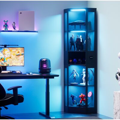 Mueble Vitrina Led Con Puertas De Vidrio Negro 57x165x40 Cm Okmyhome Mueble Vitrina Led Con Puertas De Vidrio Negro 57x165x40 Cm Okmyhome