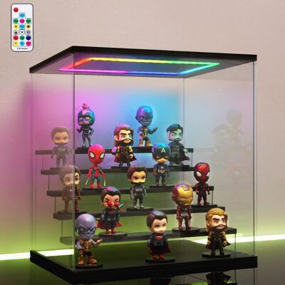 OEM Vitrina De Acrílico Transparente Con Iluminación Led, Caja Expositora A Prueba De Polvo De 3/4/5/6 Niveles Para Figuras, Colecciones Y Maquetas (negra, 4 Estantes De 32 X 24,5 X 27 Cm). OEM Vitrina De Acrílico Transparente Con Iluminación Led, Caja Expositora A Prueba De Polvo De 3/4/5/6 Niveles Para Figuras, Colecciones Y Maquetas (negra, 4 Estantes De 32 X 24,5 X 27 Cm).
