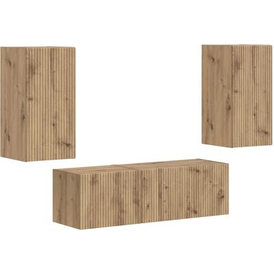Conjunto De Mueble Para Tv De Pared 4 Uds. Roble Artisan Vidaxl Conjunto De Mueble Para Tv De Pared 4 Uds. Roble Artisan Vidaxl