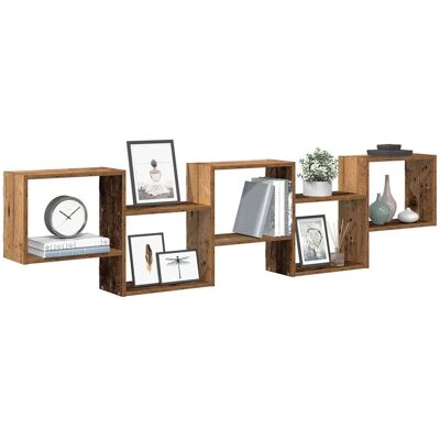 Estante cubo de pared 5 compartimentos madera envejecida vidaXL Estante cubo de pared 5 compartimentos madera envejecida vidaXL