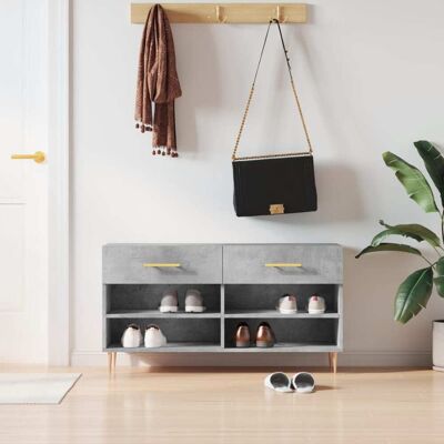 vidaXL Banco zapatero gris hormigón - Almacenamiento y estantería vidaXL Banco zapatero gris hormigón - Almacenamiento y estantería