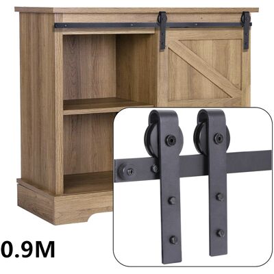 Axhup - Mini Herraje Puerta Corredera Kit, Kit De Rieles Deslizantes Para Puerta De Gabinete De Tv Aparador, Negro - 90cm Axhup - Mini Herraje Puerta Corredera Kit, Kit De Rieles Deslizantes Para Puerta De Gabinete De Tv Aparador, Negro - 90cm