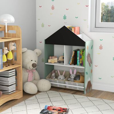 TORMATOR Organizador Infantil Estantería Para Juguetes Con Estantes Abiertos Y 2 Cajas Extraíbles 62,4x26,5x90 Cm Verde TORMATOR Organizador Infantil Estantería Para Juguetes Con Estantes Abiertos Y 2 Cajas Extraíbles 62,4x26,5x90 Cm Verde