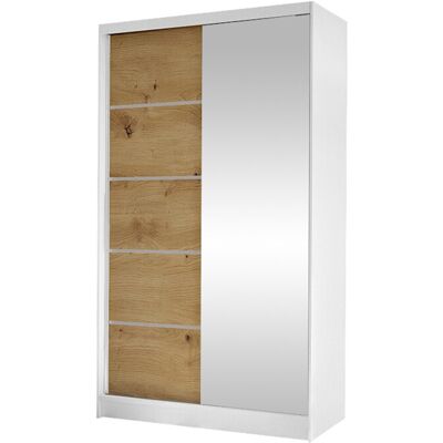 MIRJAN24 Mobilier1 - Armario Closico 166, Blanco + Roble Artisan, 200x100x58cm, Puertas De Armario: Correderas, Número De Estantes: 0 MIRJAN24 Mobilier1 - Armario Closico 166, Blanco + Roble Artisan, 200x100x58cm, Puertas De Armario: Correderas, Número De Estantes: 0