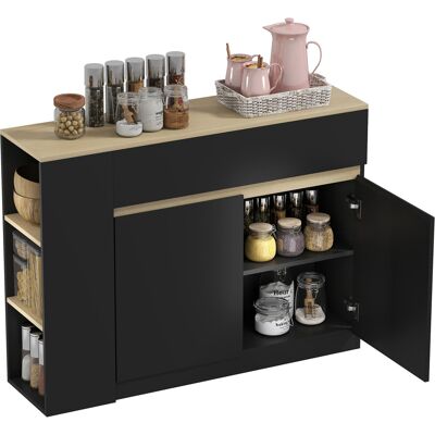 Homcom Aparador De Cocina, Armario De Cocina Con 2 Cajones, 3 Estantes Abiertos, 2 Puertas, Estante Ajustable, Para Comedor, 110x29,5x82 Cm, Negro Homcom Aparador De Cocina, Armario De Cocina Con 2 Cajones, 3 Estantes Abiertos, 2 Puertas, Estante Ajustable, Para Comedor, 110x29,5x82 Cm, Negro