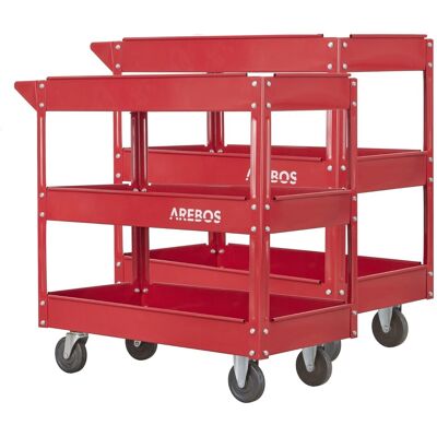 Arebos - 2x Carro De Taller Carro De Montaje Carro Multifuncional Con 3 Estantes Arebos - 2x Carro De Taller Carro De Montaje Carro Multifuncional Con 3 Estantes