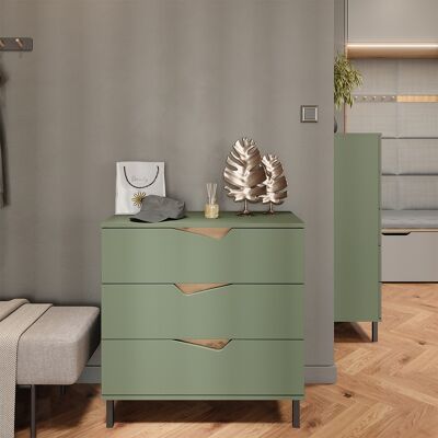 Aparador Marelle, Verde/artesano, 80 X 81.2 Cm Con 3 Cajones, Vicco Aparador Marelle, Verde/artesano, 80 X 81.2 Cm Con 3 Cajones, Vicco