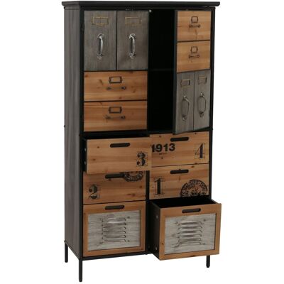DÉCOSHOP26 Ómoda Estilo Boticario Vintage Con 6 Cajones Y 2 Compartimentos Mueble De Almacenamiento Metal Y Mdf 04000914 DÉCOSHOP26 Ómoda Estilo Boticario Vintage Con 6 Cajones Y 2 Compartimentos Mueble De Almacenamiento Metal Y Mdf 04000914