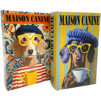 SIGNES GRIMALT Set De 2 Cajas Libro De Madera Perro Con Gafas Naranja 17 Cm SIGNES GRIMALT Set De 2 Cajas Libro De Madera Perro Con Gafas Naranja 17 Cm