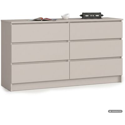 AKORD Cómoda K140 Cachemira 138 Cm 6 Cajones 138x40x77 Cm AKORD Cómoda K140 Cachemira 138 Cm 6 Cajones 138x40x77 Cm