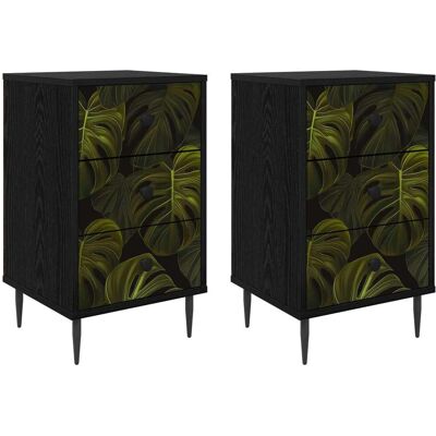 Mesa De Noche Elburg 2 Uds. Roble Negro 36 X 33 X 61 Cm Vidaxl Mesa De Noche Elburg 2 Uds. Roble Negro 36 X 33 X 61 Cm Vidaxl
