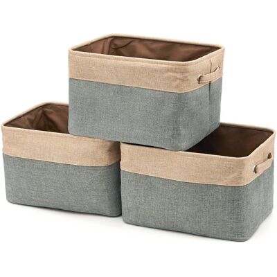 LLING Caja De Almacenaje Plegable De Yute Y Algodón Con Asa, Cesta Para La Ropa, Armario, Vestidor, Clóset - Juego De 3, Gris Y Beige LLING Caja De Almacenaje Plegable De Yute Y Algodón Con Asa, Cesta Para La Ropa, Armario, Vestidor, Clóset - Juego De 3, Gris Y Beige
