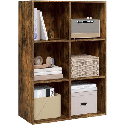 Librería Baja De 6 Cubos, Estantería Multiusos De Madera, Moderna Y Sencilla, Color Marrón Rústico. - Woltu Librería Baja De 6 Cubos, Estantería Multiusos De Madera, Moderna Y Sencilla, Color Marrón Rústico. - Woltu