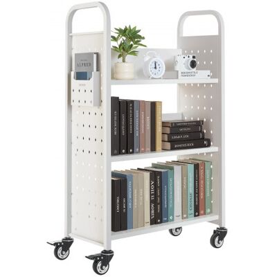 OEM Carro Para Libros De 3 Niveles Estantería De Libros Con Ruedas 77 X 38 X 122 Cm Estante De Almacenamiento En Forma De L Carro Rodante Para Biblioteca, Librería, Oficina, Escuela, Blanco OEM Carro Para Libros De 3 Niveles Estantería De Libros Con Ruedas 77 X 38 X 122 Cm Estante De Almacenamiento En Forma De L Carro Rodante Para Biblioteca, Librería, Oficina, Escuela, Blanco