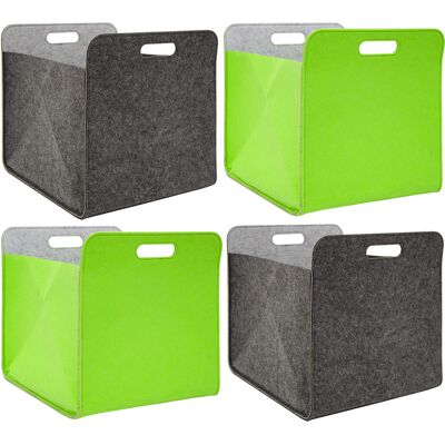No Brand - 4 Cajas Almacenaje Fieltro 33x33x38 Cesta Estantería Kallax Inserción Gris Verde No Brand - 4 Cajas Almacenaje Fieltro 33x33x38 Cesta Estantería Kallax Inserción Gris Verde