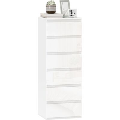 Homcom Cómoda 6 Cajones, Cómoda Dormitorio Estrecha De Blanco Brillo, Sinfonier, Ahorro Espacio, Cajonera Para Sala De Estar, Comedor, 40x35x109 Cm Homcom Cómoda 6 Cajones, Cómoda Dormitorio Estrecha De Blanco Brillo, Sinfonier, Ahorro Espacio, Cajonera Para Sala De Estar, Comedor, 40x35x109 Cm