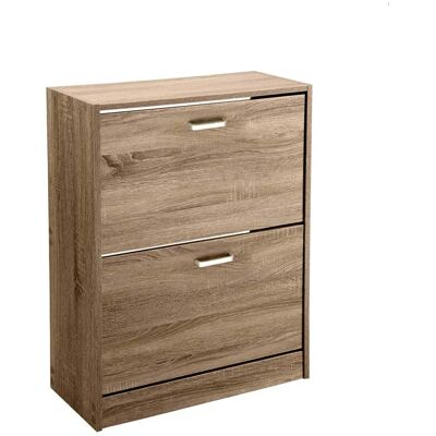 GICOS Zapatero Compacto Efecto Madera 63 X 24 X 81 Cm, 2 Vanos Con Divisores, Diseño Moderno GICOS Zapatero Compacto Efecto Madera 63 X 24 X 81 Cm, 2 Vanos Con Divisores, Diseño Moderno