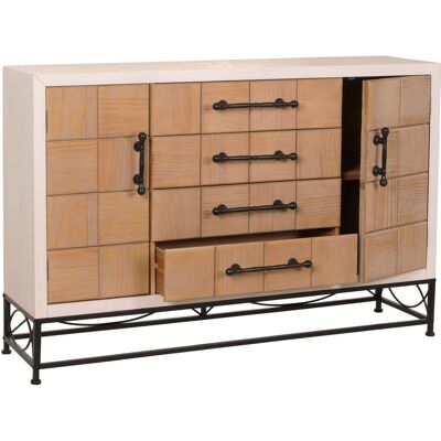 DÉCOSHOP26 Ómoda De Diseño Con Puertas Y Cajones Mueble De Almacenaje Madera Maciza Y Metal 4 Puertas + 4 Cajones 140 Cm 04001006 DÉCOSHOP26 Ómoda De Diseño Con Puertas Y Cajones Mueble De Almacenaje Madera Maciza Y Metal 4 Puertas + 4 Cajones 140 Cm 04001006