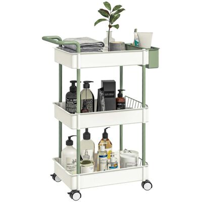 NORTHIX Carro Con Ruedas Carro De Servicio Con 3 Niveles Y Cesta Colgante Carro De Almacenamiento Con Asa Carro De Cocina Acero Blanco 214530436 NORTHIX Carro Con Ruedas Carro De Servicio Con 3 Niveles Y Cesta Colgante Carro De Almacenamiento Con Asa Carro De Cocina Acero Blanco 214530436