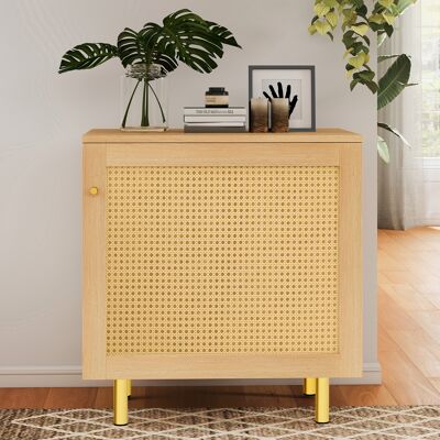 KELLANY Aparador De Mimbre, Mesita De Noche, Armario De Almacenamiento De Una Puerta, Aparador Rústico Para El Comedor. Aspecto De Madera Natural - 63 Cm De Alto X 60 Cm De Ancho X 40 Cm De Profundidad. KELLANY Aparador De Mimbre, Mesita De Noche, Armario De Almacenamiento De Una Puerta, Aparador Rústico Para El Comedor. Aspecto De Madera Natural - 63 Cm De Alto X 60 Cm De Ancho X 40 Cm De Profundidad.