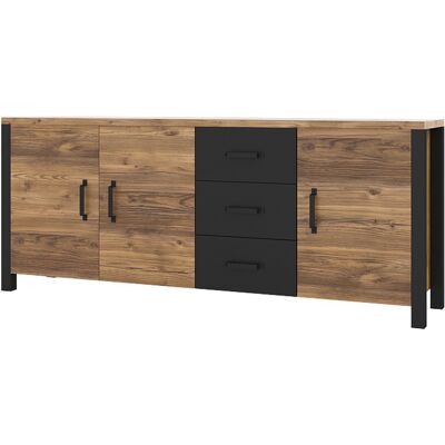 PETITS-MEUBLES Bufé 3 Puertas 3 Cajones Lyam Madera Y Negro PETITS-MEUBLES Bufé 3 Puertas 3 Cajones Lyam Madera Y Negro