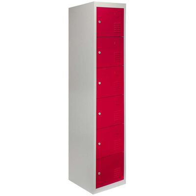 MonsterShop Taquillas de Acero - 6 Puertas, En Caja Plana, Rojo - 45cm D MonsterShop Taquillas de Acero - 6 Puertas, En Caja Plana, Rojo - 45cm D